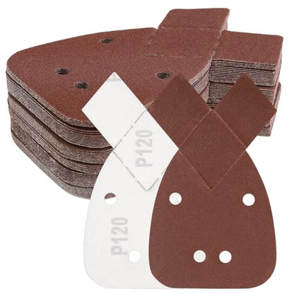 Mouse Sander Sandpaper with Extra 2 Tips for Replacement, 50PCS 60 80 120 150 220 Grit Sandpaper Assortment, Sanding Sheets for Black and Decker Mouse Sanders