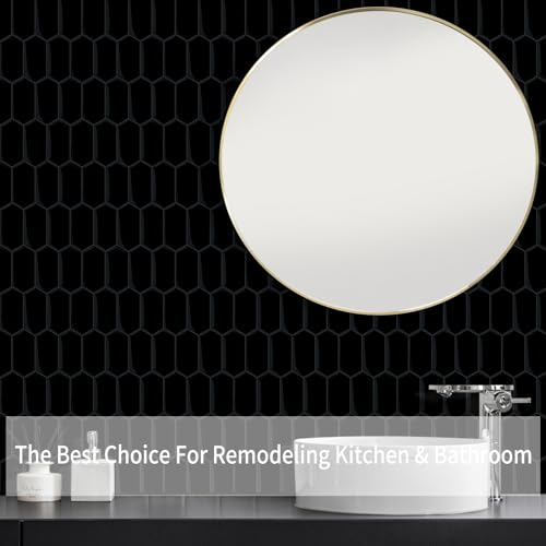 10-Sheet Long Hexagon Peel and Stick Kitchen Backsplash Tiles - color: Black