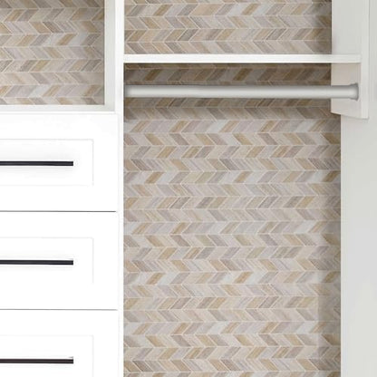 Main Street Peel and Stick Wallpaper Tiles, Earth Herringbone, 24-Pack - color: Earth Herringbone