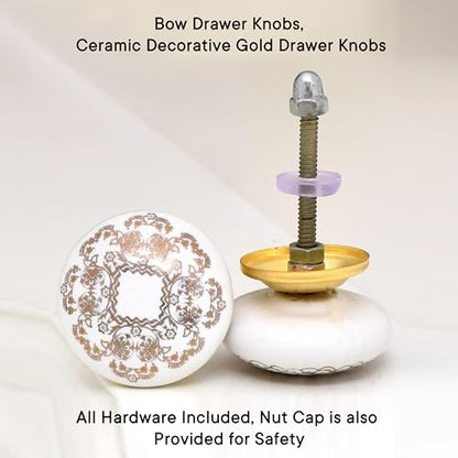 Indian Shelf Ceramic Gold Drawer Knobs for Cabinet Dresser-6 - color: Golden Style 2, size: 6 Knobs