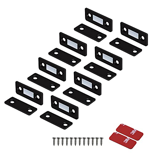 Mousike Magnetic Door Catch Ultra Thin Cabinet Magnets Stainless Steel Drawer Magnet Catch for Sliding Door Closure Kitchen Cabinet Cupboard Closet Closer (Black-8Pack) - color: Black, size: 8 Pack