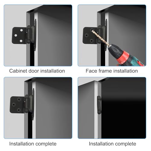 Matte Black Self-Closing Cabinet Hinges 4-Pack (2 Pair) - color: Black