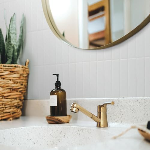 Smart Tiles Peel and Stick backsplash, Stacked Pure White, 11.43"x9" - color: Pure White