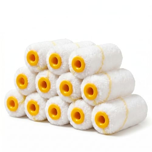 Paint Roller Covers, 2 Inch, 3/8" Nap Microfiber Roller, 12 Pcs