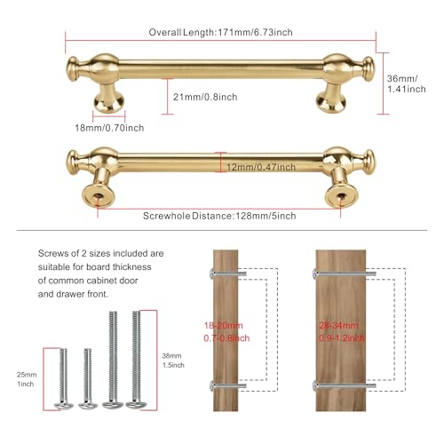 TUNNY 2 Pack Retro Cabinet Handles Champagne Bronze 5 Inch/128mm Kitchen Cabinet Pulls, Cabinet Pulls Kitchen Cabinet Hardware Drawer Pulls TU10188 - color: Champagne Bronze, size: 5"(128mm)Hole Center-2Pcs