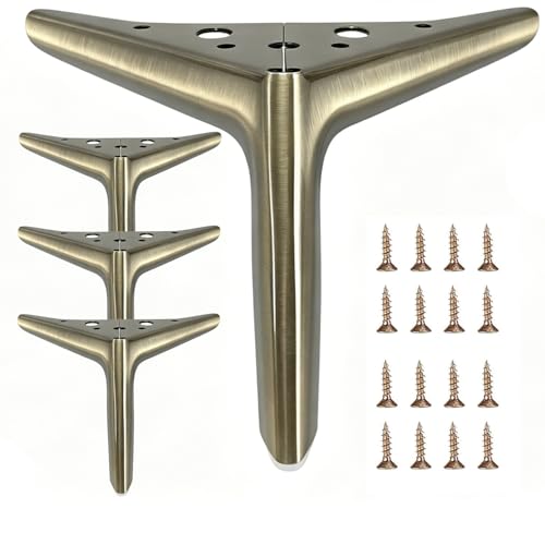 6 inch /15cm Brushed Bronze Color Metal Furniture Legs Set of 4 - color: Brushed Bronze, size: 6 inch