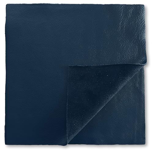 Natural Grain Cow Leathers: 12'' x 12'' Pre-Cut Leather Pieces (Navy, 5 Pieces) - color: Navy, size: 5 Pieces