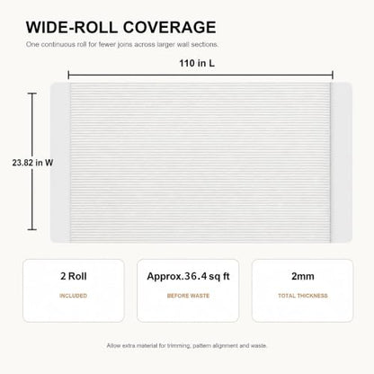 Peel and Stick Wall Panels, 3D PVC Roll, 23.82 x 110 in, 2 Roll - color: WT, size: 23.8" x 110"