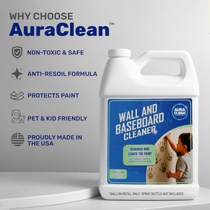 Wall & Baseboard Cleaner - Non-Toxic, Kid & Pet Safe, USA Made - size: 128 Fl Oz (Pack of 1)