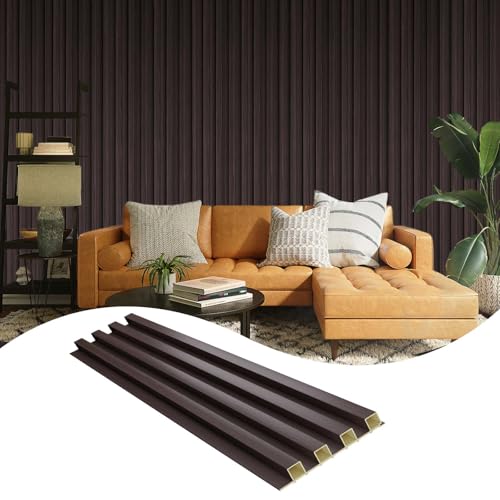 OUZUGIE WPC Acoustic Slat Wall Paneling, 8-Pack 114 x 6 Inches - color: Walnut, size: (High)114“ x 6"