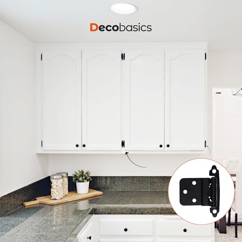 DecoBasics 3/8" Inset Cabinet Hinges Black (25 Pair -50 Pcs) Offset Self Closing Matte Black Cabinet Hinges for Kitchen Cabinets w/Bumpers & Upgraded Screws - color: Matte Black, size: 50 Pack