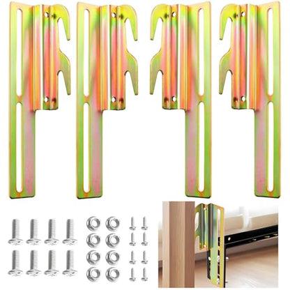 Set of 4 Bed Frame Conversion Brackets, Bolt On to Hook On