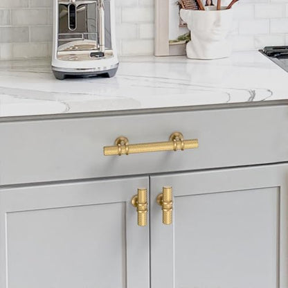 10 Pack 3"(76mm) Champagne Bronze Cabinet Pulls Knurled Kitchen Cabinet Handles Drawer Pulls Champagne Gold Cupboard Hardware for Cabinets CK0027 - color: Champagne, size: 3"/76MM Hole Center - Pull