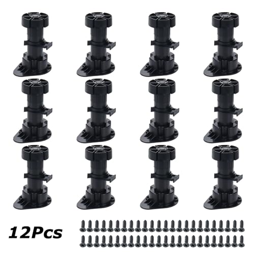 Adjustable Cabinet Levelers, 3.9-5 Inch, Black, 12Pcs - size: 3.9-5 Inch