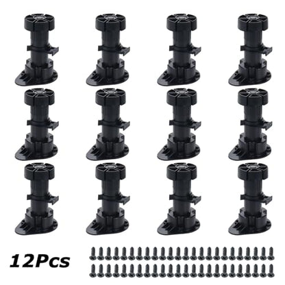 Adjustable Cabinet Levelers, 3.9-5 Inch, Black, 12Pcs - size: 3.9-5 Inch