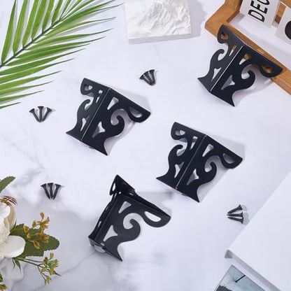 CRASPIRE 4Pcs Hollow Out Furniture Legs 3.15 Inch Set Black Artistic Metal Sofa for Table Cabinet Legs Dresser Feet Triangle Couch Shelf Repair Restoration Replacement Bookcase Wardrobe Bed - color: 4 Sets Black