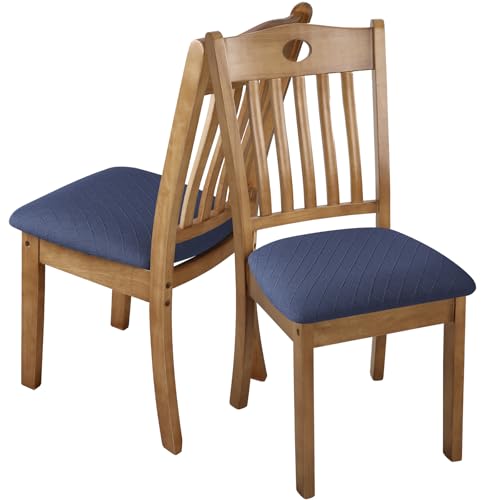 Fuloon Dining Chair Seat Covers Stretch Slipcovers, 6 Pack, Navy Blue - color: Navy Blue, size: Not Waterproof