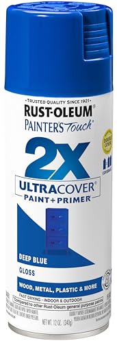 Rust-Oleum Painter's Touch 2X Ultra Cover Spray Paint, Gloss Deep Blue - color: Gloss Deep Blue, size: 12 Ounce (Pack of 1)