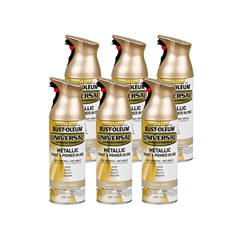 Rust-Oleum Universal All Surface Metallic Spray Paint, Gilded Brass - color: Gilded Brass, size: 11 Ounce (Pack of 6)