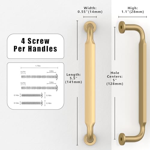 10 Pack Champagne Bronze Cabinet Pulls 5 Inch(128mm) Kitchen Cabinet Handles Cabinet Hardware for Drawer Pulls - color: Champagne Bronze, size: 5" Hole Center