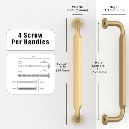 10 Pack Champagne Bronze Cabinet Pulls 5 Inch(128mm) Kitchen Cabinet Handles Cabinet Hardware for Drawer Pulls - color: Champagne Bronze, size: 5" Hole Center