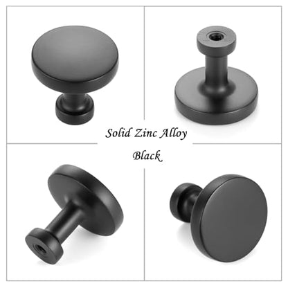 Round Matte Black Cabinet Knobs 1-1/4 Inch 10 Pack K2302 - color: Black, size: Knob-10 Pcs