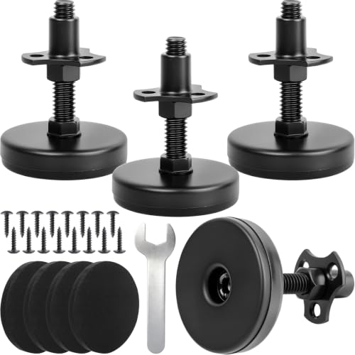 Upgraded Heavy Duty Leveling Feet 3/8"-16 Thread w/T-nut Kits,2.2" Dia Large Base Furniture Levelers,Adjustable Furniture Feet for Table Chair Cabinet Sofa Workbench and More,Support 1680LBs-4 Packs - color: 4 Packs Black