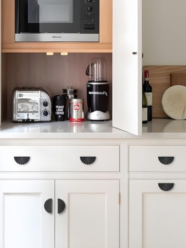 10 Pack Black Cabinet Pulls 3" Hole Center Cup Flat Matte Black Drawer Pulls Kitchen Cupboard Bathroom Dresser Cabinet Hardware Handles Zinc Alloy - color: Black, size: 3"(76mm) Hole Center