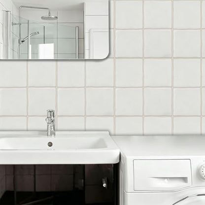 10pcs Peel and Stick White Backsplash Tiles – 7.87in x 7.87in Self-Adhesive Kitchen Wall Tiles, Bathroom Wall Panels, Modern DIY Stick On Tiles, Home Decor - color: Plain white