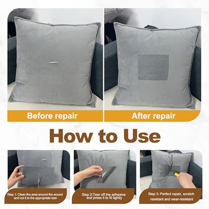 Azobur Velvet Rectangular Repair Patch, Self-Adhesive Flannel Fabric Patch, Multi Colors, Microfiber Patch，Can be Used to Patch Sofas, Car Seats, Handbags, Jacket Holes and Tears (Gray) - color: Gray, size: 4" x 30"-2 ROLLS