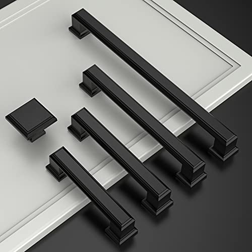 Amerdeco 10 Pack Matte Black Cabinet Pulls 3 Inch(76mm) Hole Center Kitchen Cabinet Handles Cabinet Hardware for Bathroom Drawer Pulls ZH0001 - color: Matte Black, size: 3" hole center, style: 10 Pack