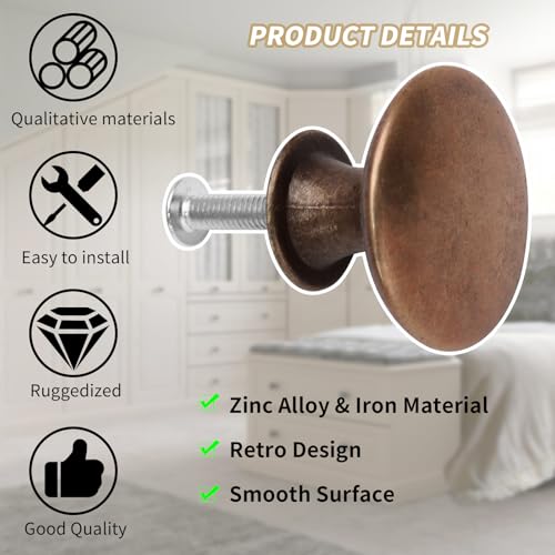Antique Red Bronze Kitchen Cabinet Knobs, 30mm, 8 Pcs - color: Antique Red Bronze, size: 8 Pcs