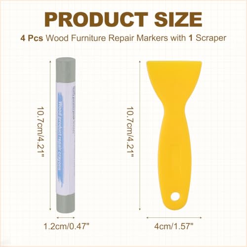 PATIKIL 4Pcs Wood Furniture Repair Markers with Scraper, Grey Oak - color: Grey Oak