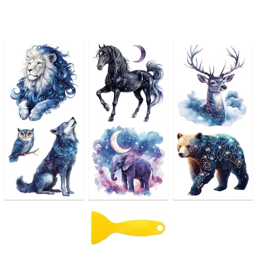 Peacoblue Star Animals Rub On Transfers for Furniture Craft 6"x12" - style: Star Creatures Animals