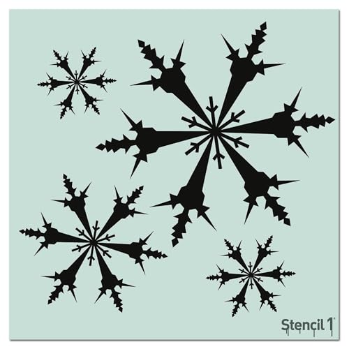 Stencil1 Snowflakes Repeat Pattern Stencil - Reusable Premium Quality Mylar Stencils for Painting Walls, Fabric, Furniture, Crafts, Decor - Allover Wallpaper Effects - 11" x 11” - color: Snowflakes Repeat Pattern Stencil