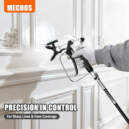 Airless Paint Sprayer - High Efficiency Thinning-Free Electric Spray Gun with Brass Nozzles & Extension Rod, Minimal Overspray for Home Interior/Exterior (Mech Head airless Paint Sprayer)