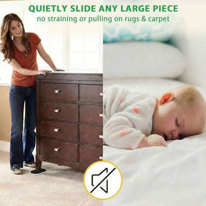 Extra Large Furniture Sliders for Carpet and Hardwood Floors, 4 Plastic - size: For Carpet - 4 PCS