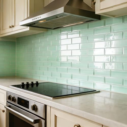 Art3d Seaglass Subway Design Peel and Stick Backsplash, 10-Pack, Aqua Green - color: Aqua Green