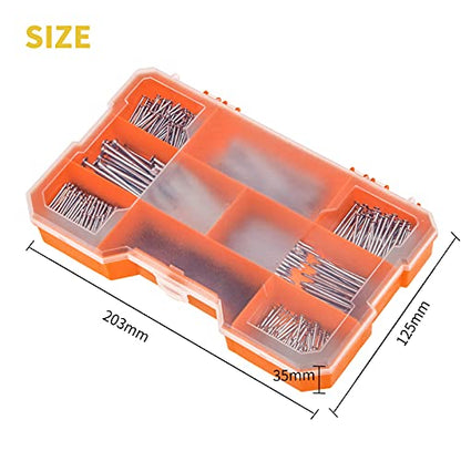 1080-Piece Nail Assortment Kit (7 Sizes): 1080 Count Fasteners Made of Steel for Hanging Pictures, Woodworking Projects, and General Use - style: 1080pcs-7sizes