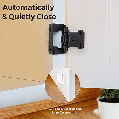 Ravinte Black Kitchen Cabinet Hinges, Semi Wrap 1/2 Inch Overlay, 10 Pack - size: Semi Wrap 1/2 inch