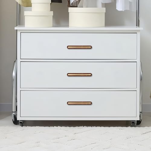 SALISENG-Solid Brass and Wooden Kitchen Cabinet Pulls, 5 Pack 3-3/4 Inch Brass Dresser Drawer Handles, Modern Furniture Hardware Pulls for Bathroom Bedroom Living Cabinets - size: 3-3/4 Inch Hole Centers