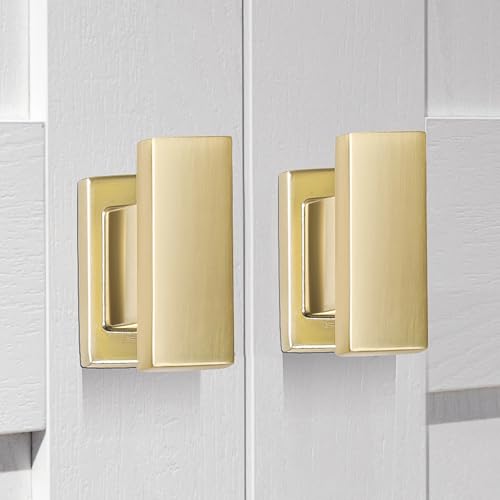 VEHCIL 20 Pack Square Brushed Gold Cabinet Knobs,Single Hole Gold Knobs for Cabinets and Drawers Cupboard Closet Bathroom Dresser Hardware,Solid Zinc Alloy - color: Brushed Gold, size: 1.5 Inch Knob