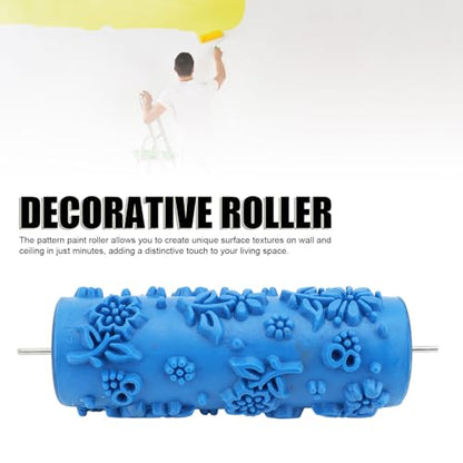 HEEPDD Decorative Paint Roller, Reusable Rubber Texture Pattern Roller Creates Faux Finish Designs for Walls Furniture Blue 15cm 1 Pack - size: 097Y