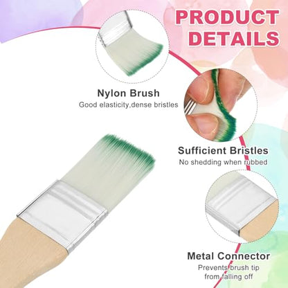 PATIKIL 6Pcs Wooden Paint Brush Set, 5.7" Nylon Bristle Flat Brushes #4 - color: Green/White, size: #4