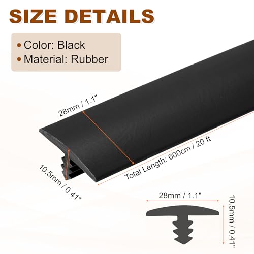 uxcell T Rubber Trim Molding 1-3/32 Inch x 20ft Edge Banding Trims Black - color: Black, size: 1-3/32 Inch x 20 ft