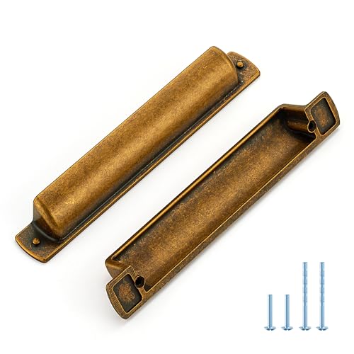 JOY DECOR Antique Brass Cabinet Pulls Cabinet Handles, 5 Inch, 10 Pack - color: Antique Brass, size: 5 inch Hole Center