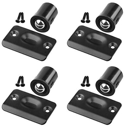 HOMOTEK 4 Pack Drive in Ball Catch with Strike Plate for Closet Doors, Black, 13/16 Inch x 1-1/8 Inchs,Die-cast, Adjustable Tension Ball - color: Black