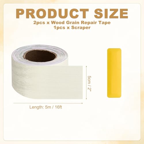 HARFINGTON Wood Grain Repair Tape 2" x16ft Self-Adhesive Repair Patch - color: Beige Wood, size: 2" x 16ft