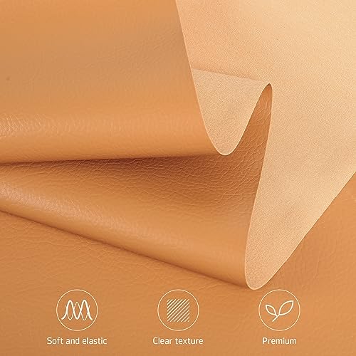 Marine Vinyl Upholstery Faux Leather Fabric, 1 Yard Camel - color: Camel, size: 1 Yard 55" x 36" (Pre-cut)