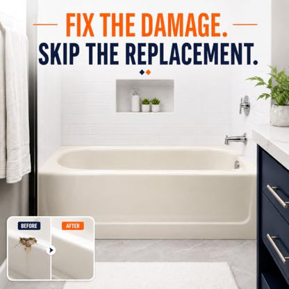 Fiberglass Tub Repair Kit, Bathtub Repair Kit with Color Match for Cracks